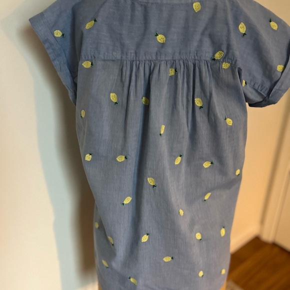 LOFT lemon chambray shortsleeve blouse size small - Picture 4 of 6